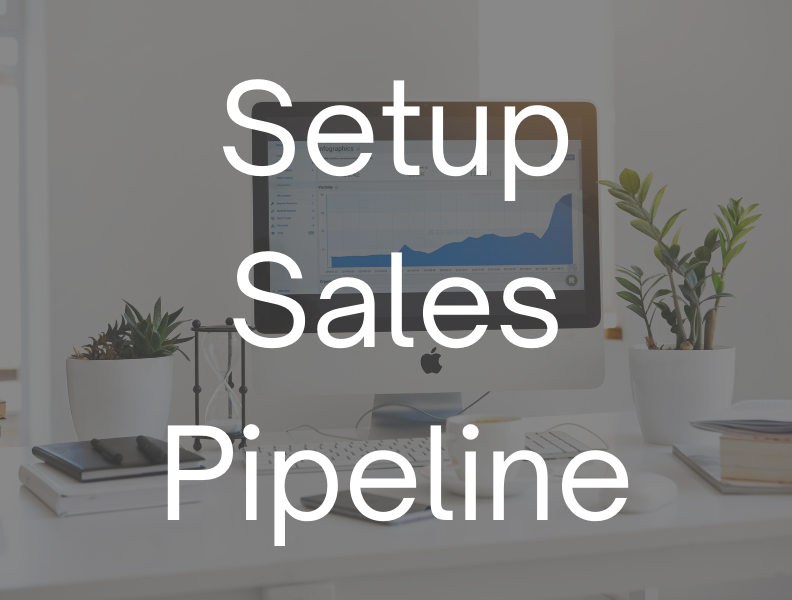 White Text: Set Up Sales Pipeline Background: Computer Screen with Chart